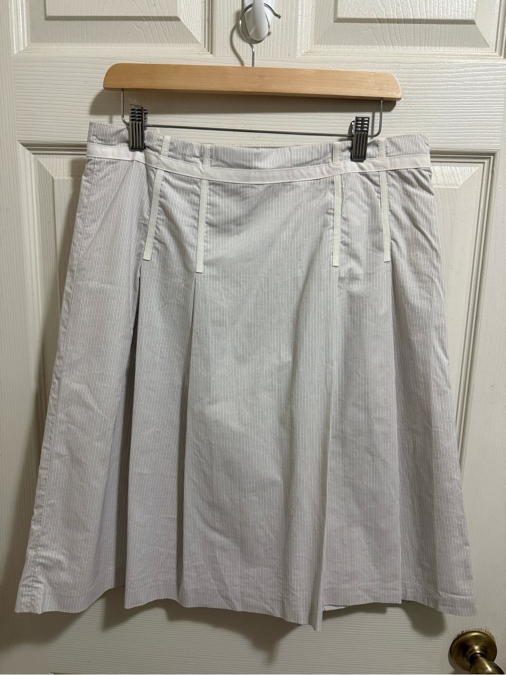GAP Cream A-Line Skirt with Subtle Pinstripes